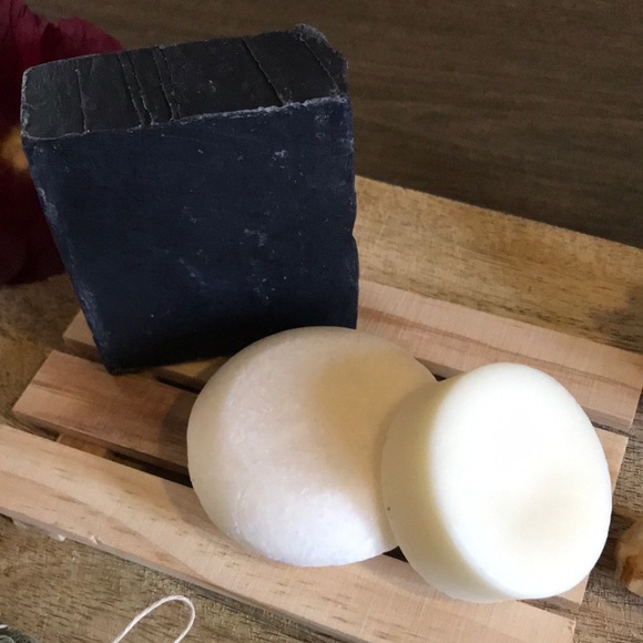SET OF 3•ORGANIC CHARCOAL face bar soap•PEPPERMINT shampoo/conditioner b… - Picture 5 of 6